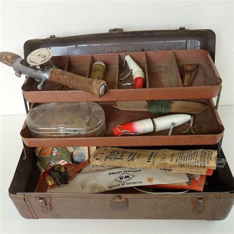 old metal tackle box|vintage philson tackle box.